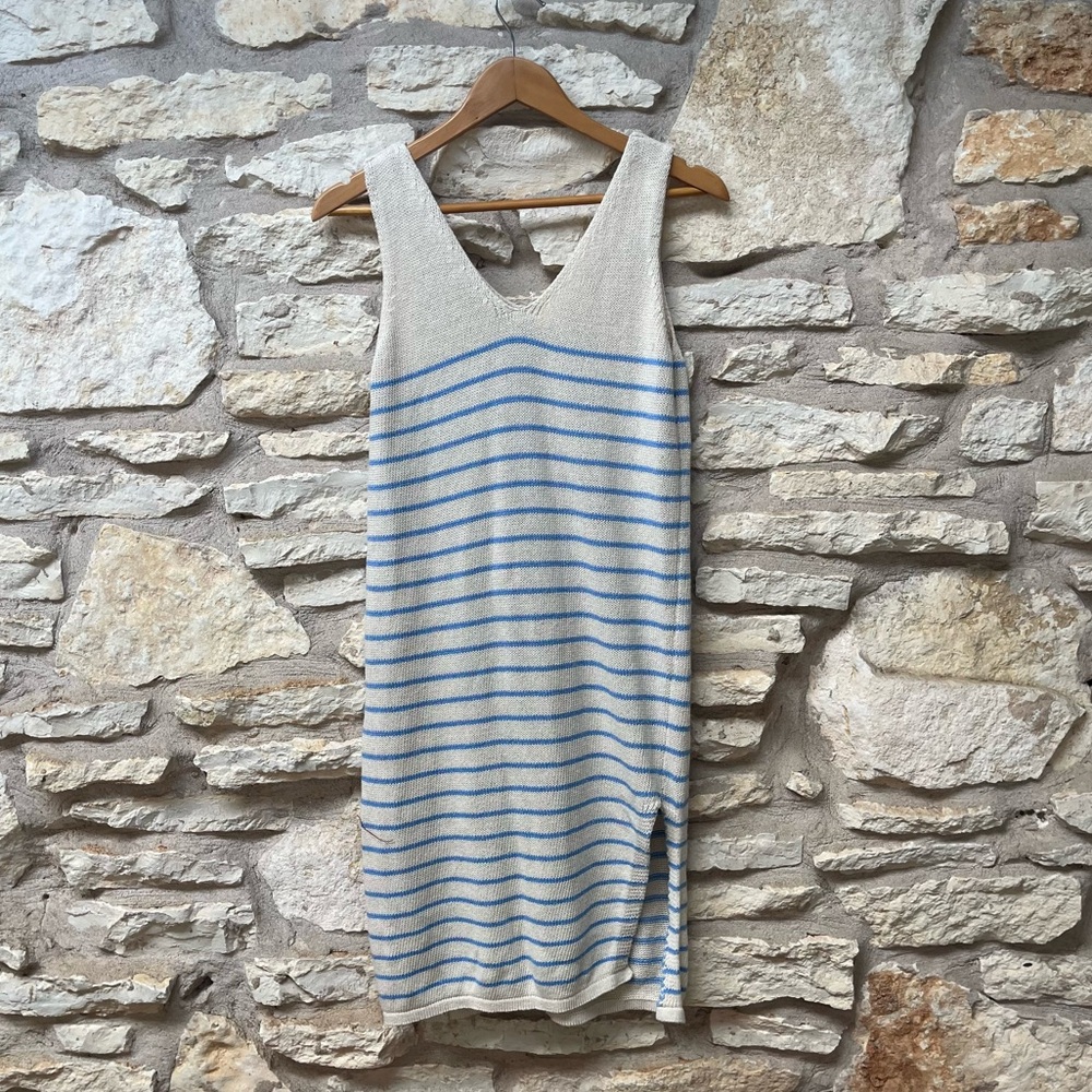 Floris Crochet Knit Cover Up Tank Dress Sleeveless Made In Italy Size S/M